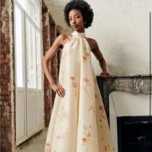 Sezane Cream Floral Maxi Dress